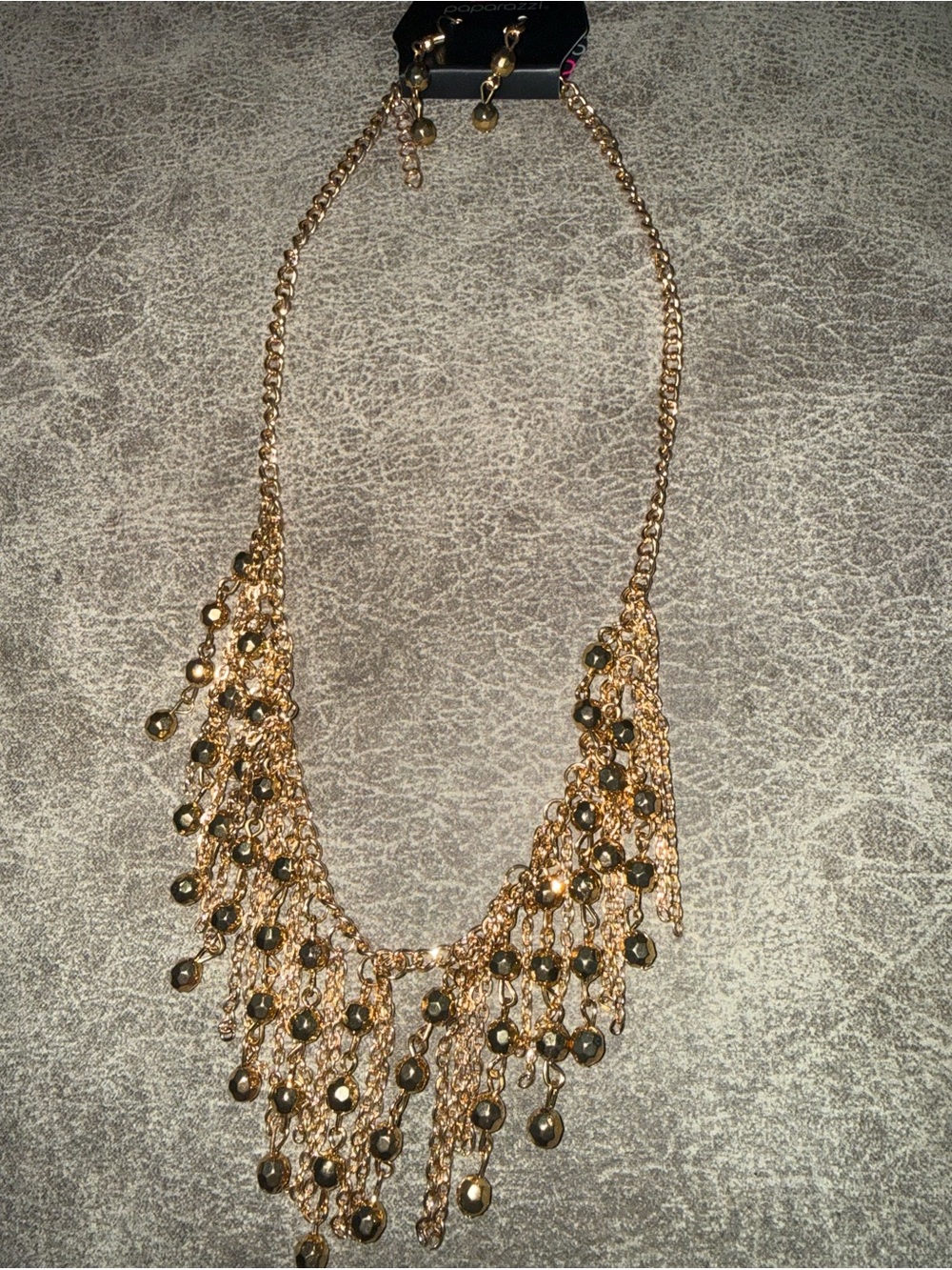 Gold Fringe Bead Statement Necklace - Women Jewelry